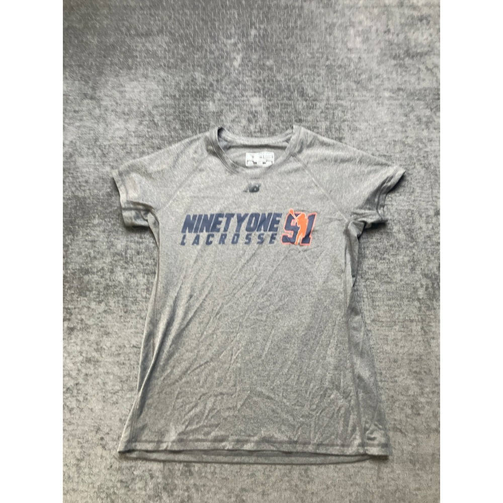 New Balance Team 91 Lacrosse Dry T-Shirt Women Medium Gray Heather Graphic Print